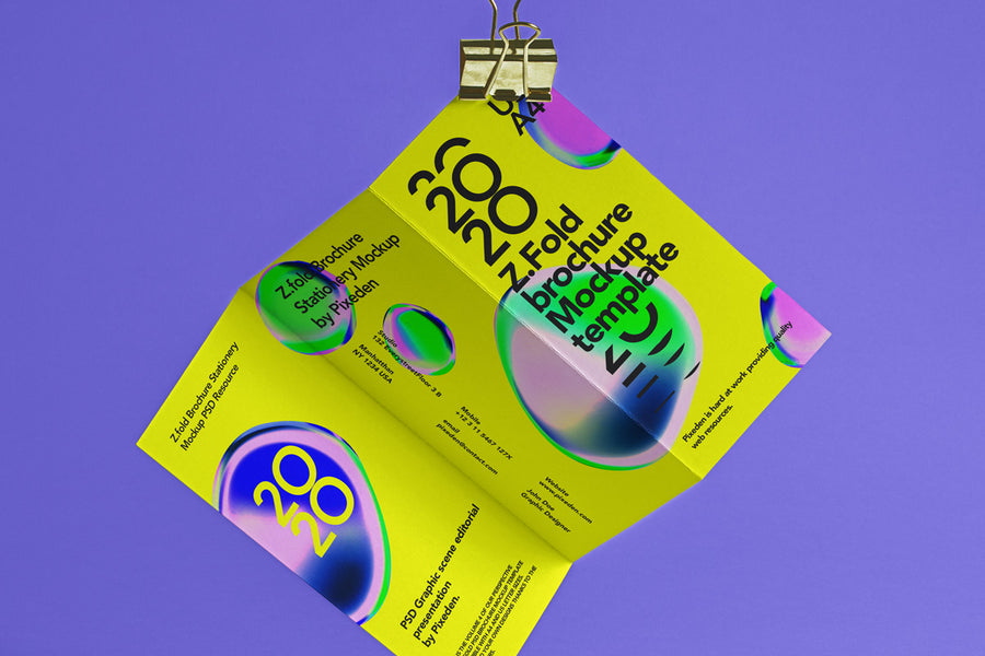 Hanging Z-Fold Psd Brochure Mockup