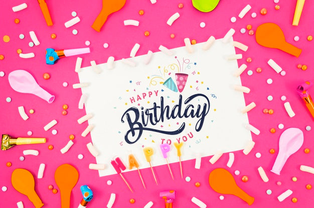 Happy Birthday Card With Mock-Up Psd