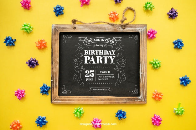 Happy Birthday Concept With Slate Psd
