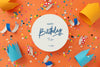 Happy Birthday Greeting Card Mockup With Lettering And Decoration, 3D Rendering Psd