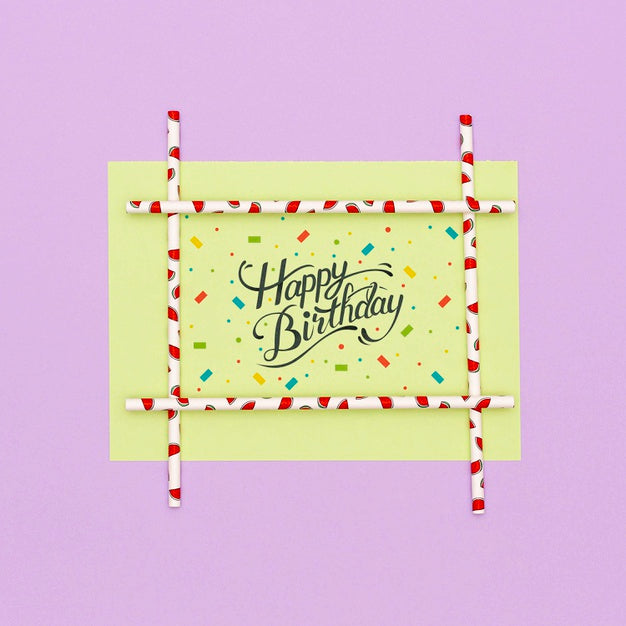 Happy Birthday Greeting Card With Mock-Up Psd
