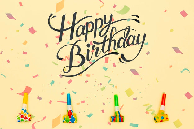 Happy Birthday Message Beside Decorations Psd