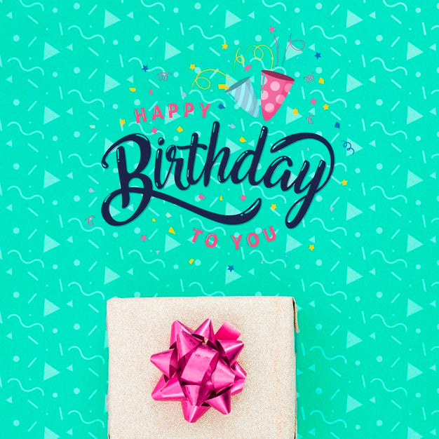 Happy Birthday Message Beside Gift Psd