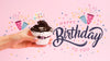 Happy Birthday Message Next To Cake Psd