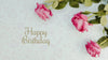 Happy Birthday Mock-Up And Flowers Top View Psd