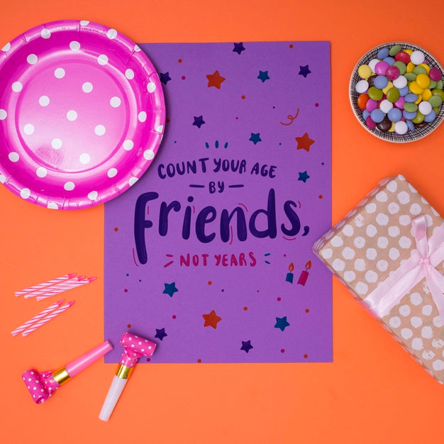 Happy Birthday Mock-Up Count Your Age By Friends Psd
