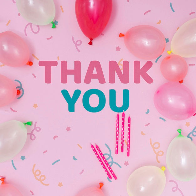 Happy Birthday Mock-Up With Balloons And Thank You Message Psd