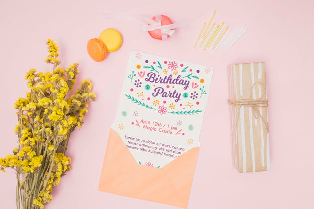 Happy Birthday Mock-Up With Letter In Envelope Psd