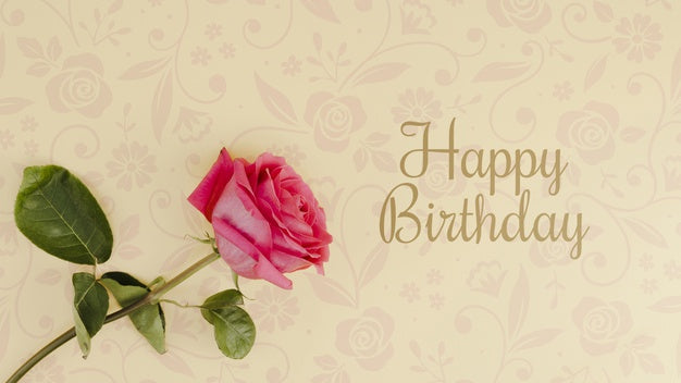 Happy Birthday Mock-Up With Rose Psd