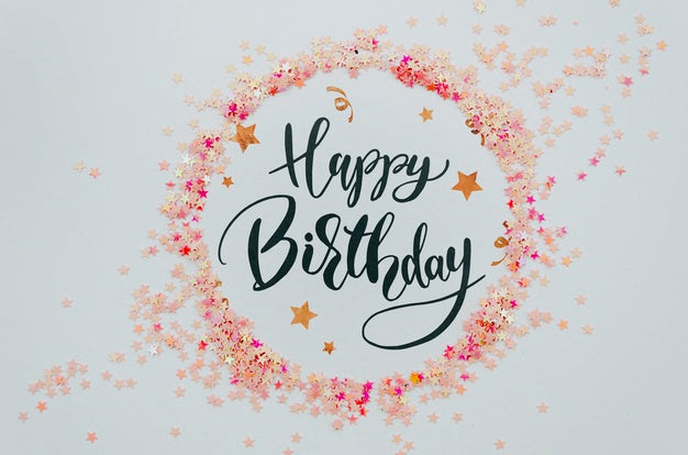 Happy Birthday To You Pink Circular Frame Of Confetti Psd