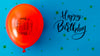 Happy Birthday With Confetti And Balloon Psd