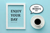 Happy Boss'S Day With Coffee And Frame Psd