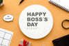 Happy Boss'S Day With Desk Top And Present Psd