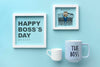 Happy Boss'S Day With Frames And Mugs Psd