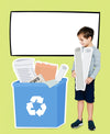 Happy Boy Collecting Paper For Recycling