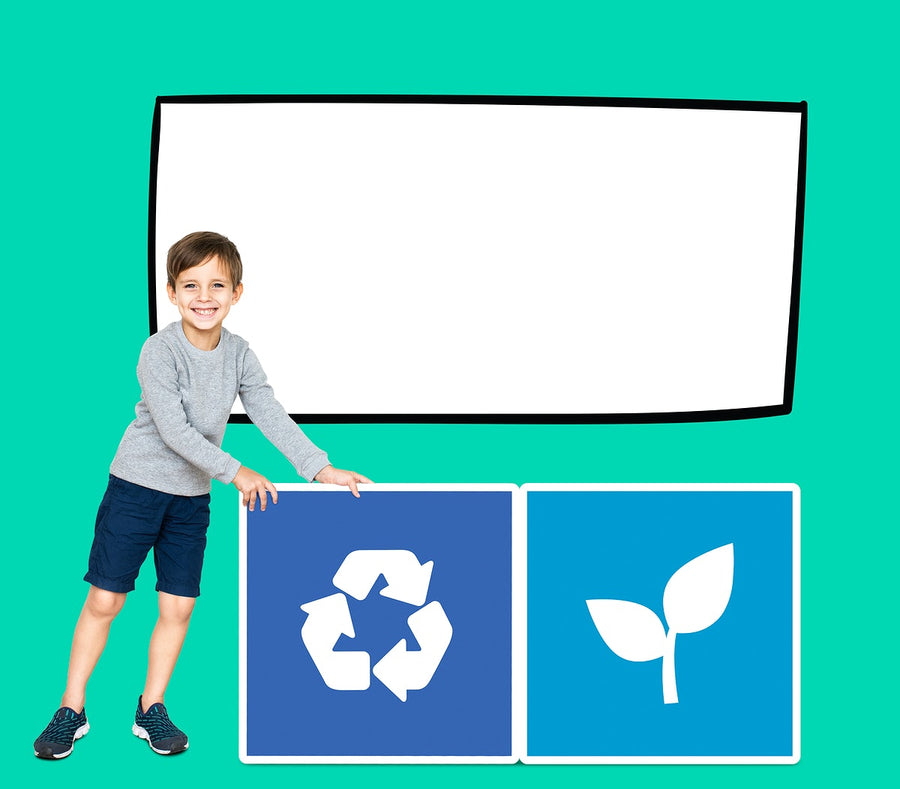 Happy Boy With Recycling Icons