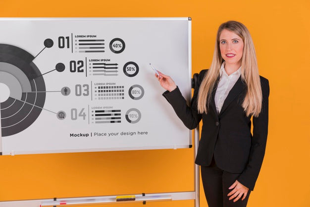 Happy Business Woman Woman Concept Mock-Up Psd