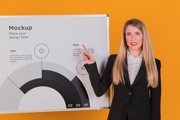 Happy Business Woman Woman Concept Mock-Up Psd