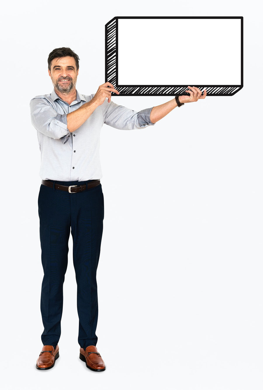 Happy Businessman Holding An Empty Board