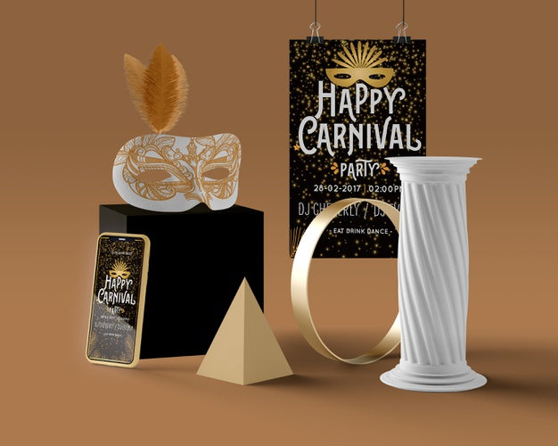 Happy Carnival Message And Decorations Psd