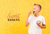 Happy Child Eating A Donut Psd