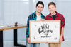 Happy Children Holding Mock-Up Sign Psd