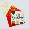 Happy Colourful Birthday Letter And Envelope With Confetti Psd