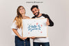 Happy Couple Presenting Whiteboard Psd
