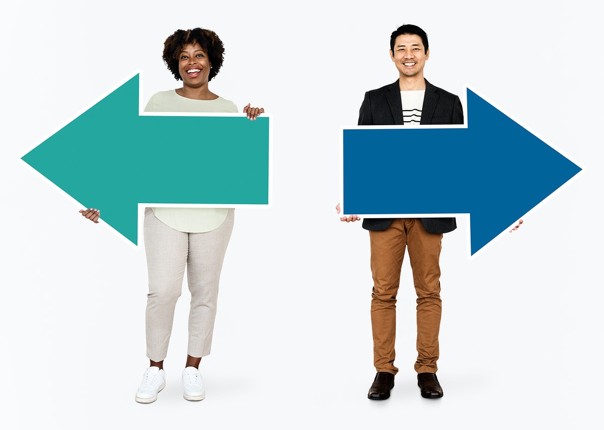 Happy Diverse People Holding Arrows