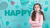 Happy Easter Day Mockup With Girl Psd