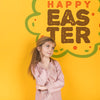 Happy Easter Day Mockup With Girl Psd