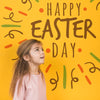 Happy Easter Day Mockup With Girl Psd