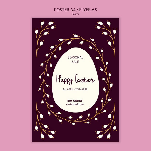 Happy Easter Sales Poster Template Psd