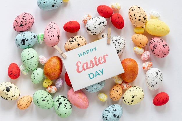 Happy Easter With Colorful Eggs Psd