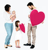 Happy Family Holding Heart Icons