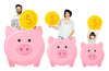 Happy Family With Piggy Banks