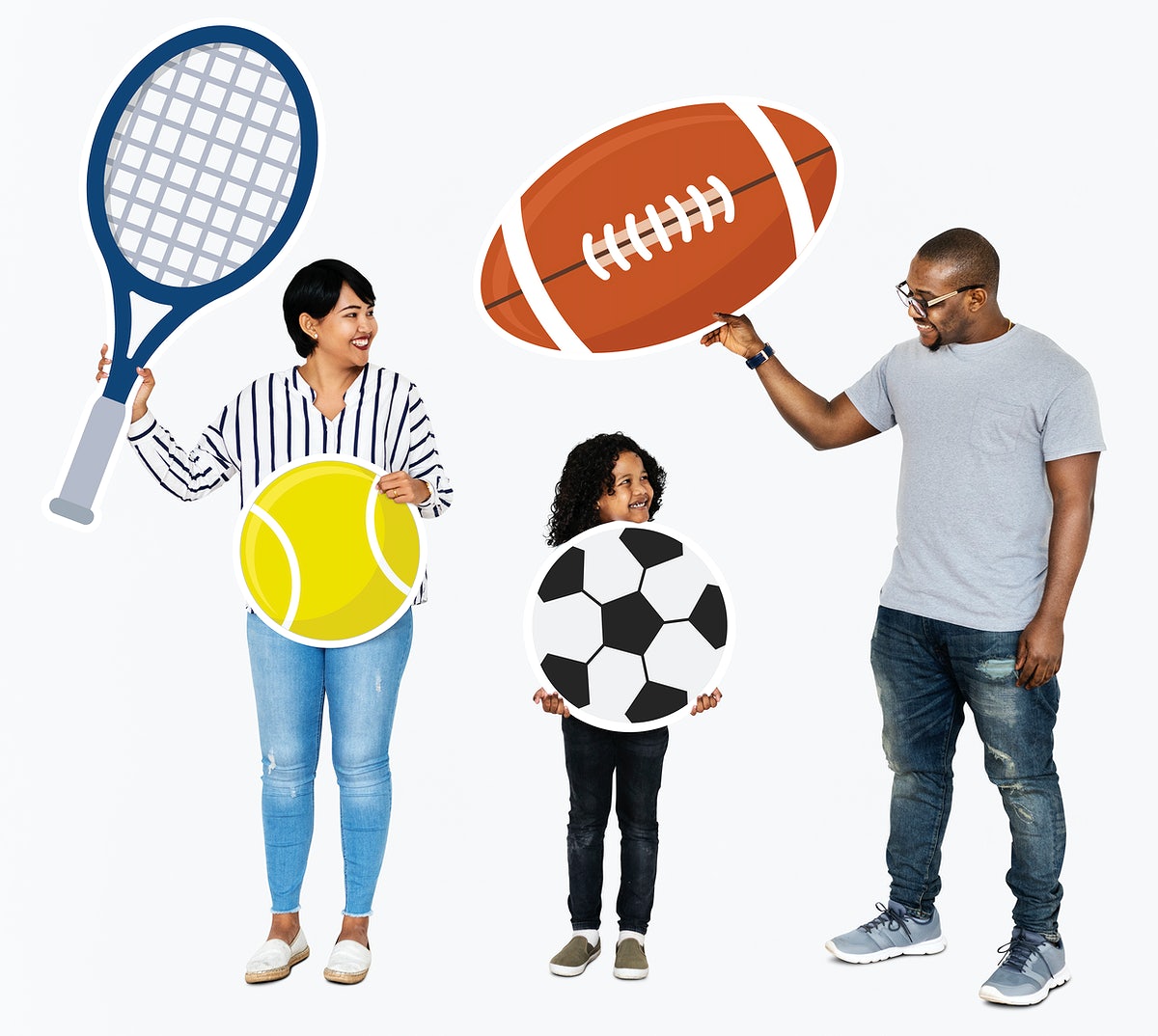 Happy Family With Sport Icons