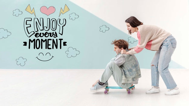 Happy Friends With Skateboard Psd