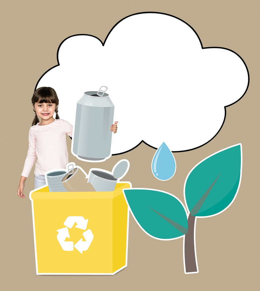 Happy Girl Collecting Cans For Recycling