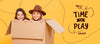Happy Girl In Cardboard Box Psd