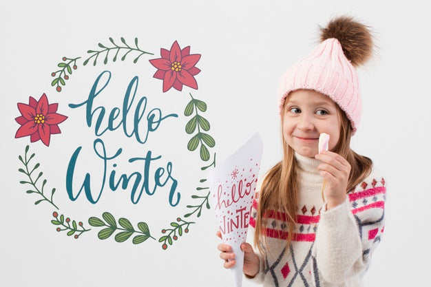 Happy Girl Wearing Winter Clothes Psd