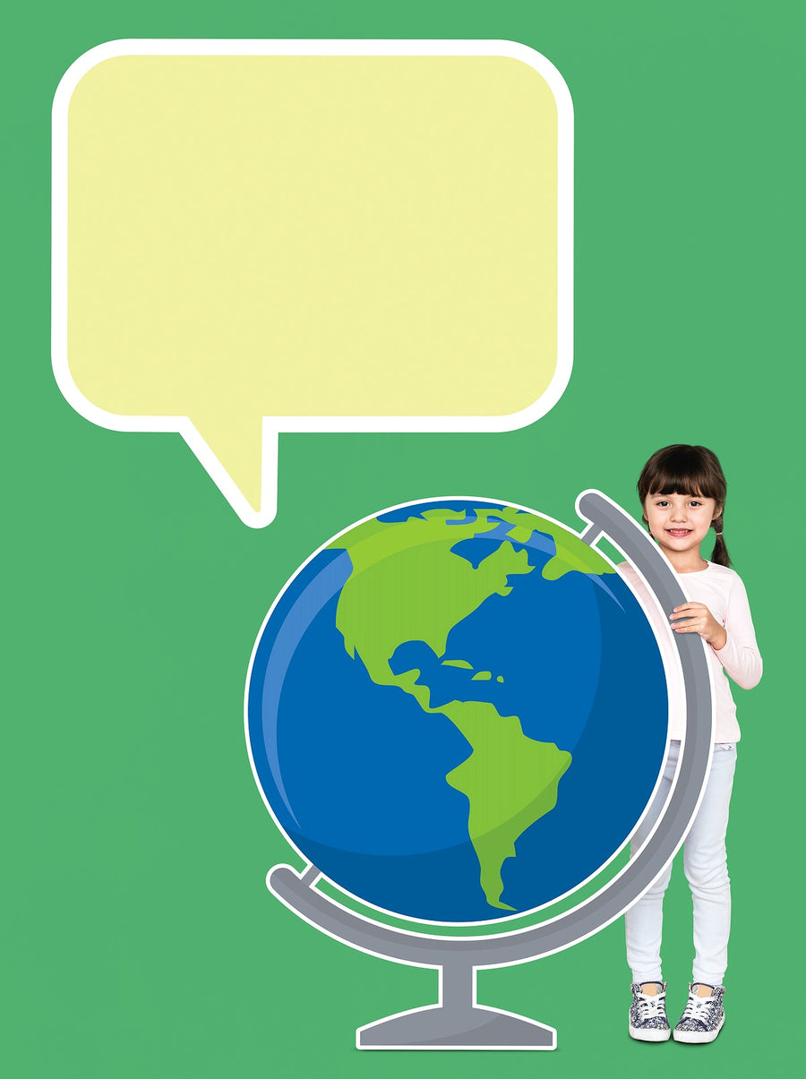 Happy Girl With A Globe Icon