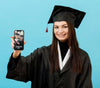 Happy Graduation Student Holding Mobile Phone Psd