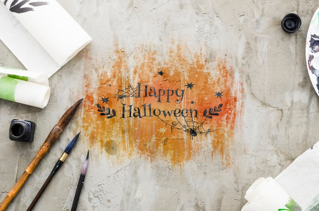 Happy Halloween Draw Acrylic Concept Psd