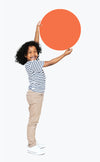 Happy Kid Holding An Orange Empty Board