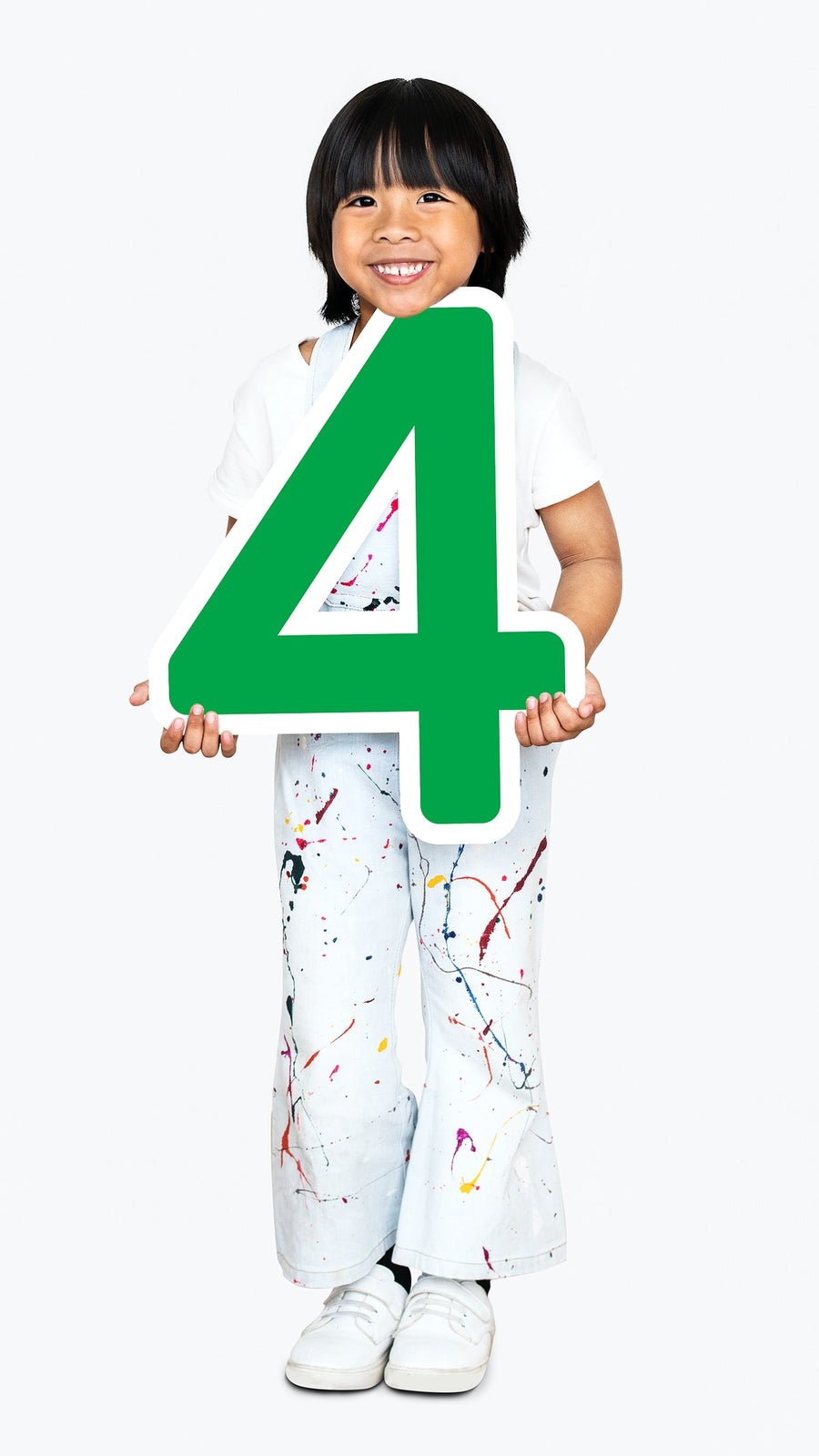 Happy Kid Holding Number Four