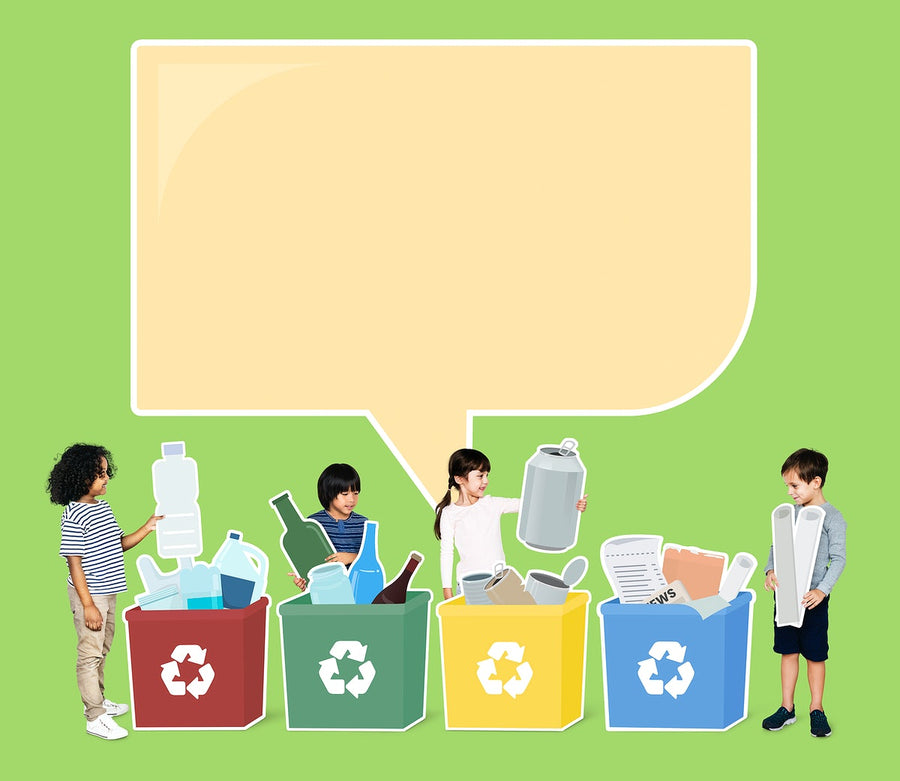 Happy Kids Collecting Trash For Recycling