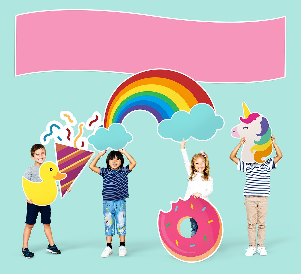 Happy Kids Preparing For A Birthday Party