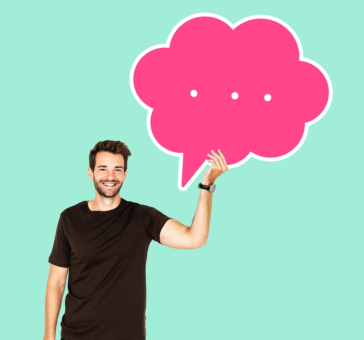 Happy Man Holding A Speech Bubble