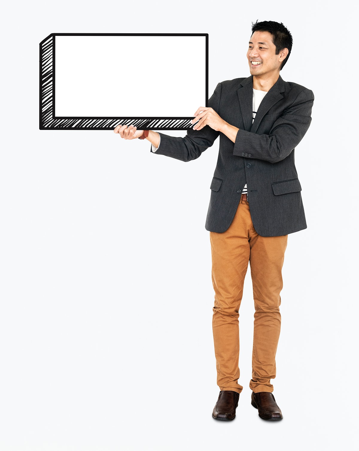 Happy Man Holding An Empty Board